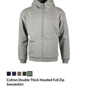 Cotton Double Thick Hooded Full Zip Sweatshirt - Gray